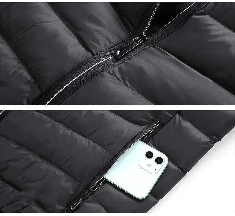 Machine Washable Rechargeable 5V USB Heated Jacket Mens Hooded Winter Heated Jacket for Men