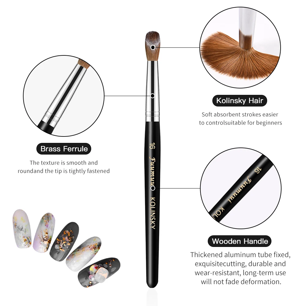 High End Real Acrylic Brush Pure Kolinsky Germany Flat 100 Nail