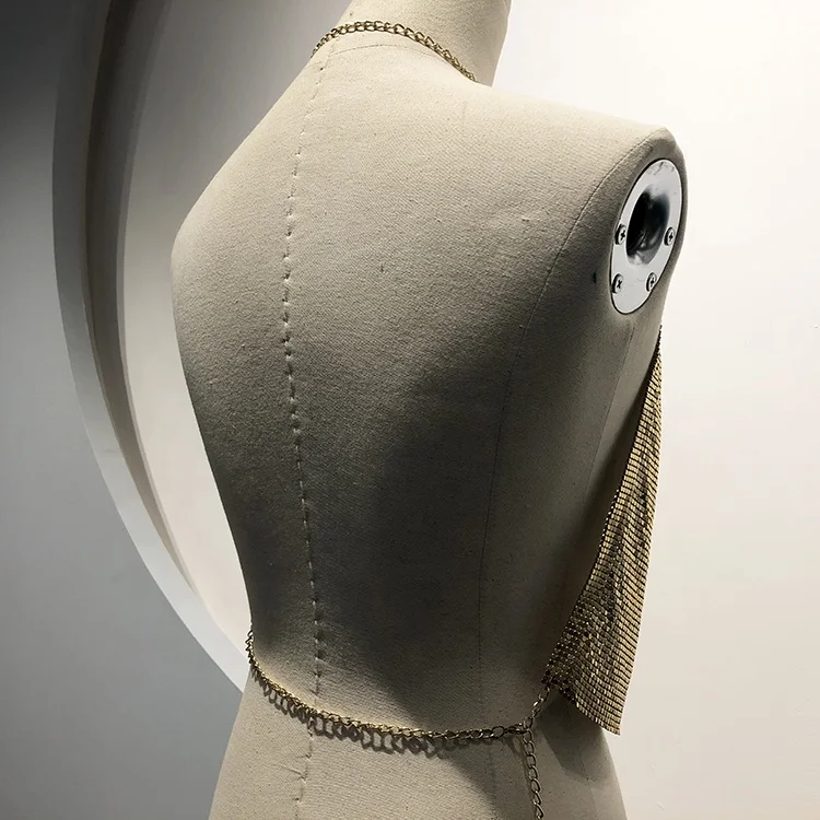 backless chainmail cowl neck mini dress Edikted Backless Chainmail Cowl Neck Mini Dress - Gold main image 1