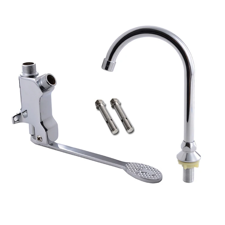 Brass Basin Faucet Mixer Tap Handsfree Foot Pedal Faucet Hospital