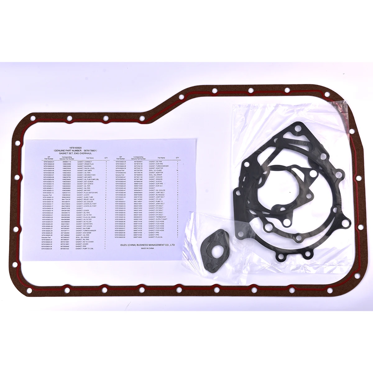 ISUZU 4HK1 Engine Overhaul Kit Includes Mechanical Parts Gasket Set Repair, Suitable for SANY, ZOLIAN XCMG Mechanical Parts