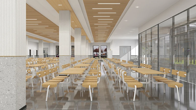 4 Seat Dining Cafeteria Tables And Chair Set Wood School Dining Hall Canteen Table And Chair