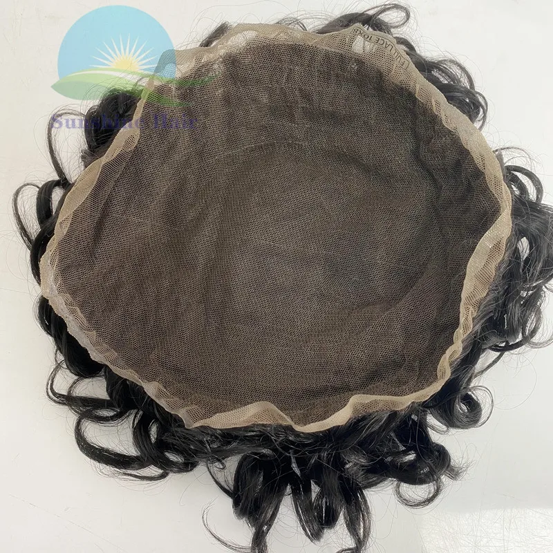 19mm Curly Toupee Men Lace - Natural Hairline Prosthesis display picture 3