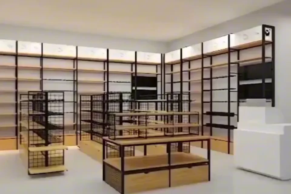 Hot Miniso Style Layout Design Shelf Customized Wood And Metal Display ...