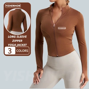 YISHENHON Women's Lightweight Breathable Yoga Jacket High Elastic Crop Top for Fitness Long Autumn Season