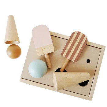 Children's play house wooden simulation toys ice cream popsicle cones ice cream lollipop set suit toys