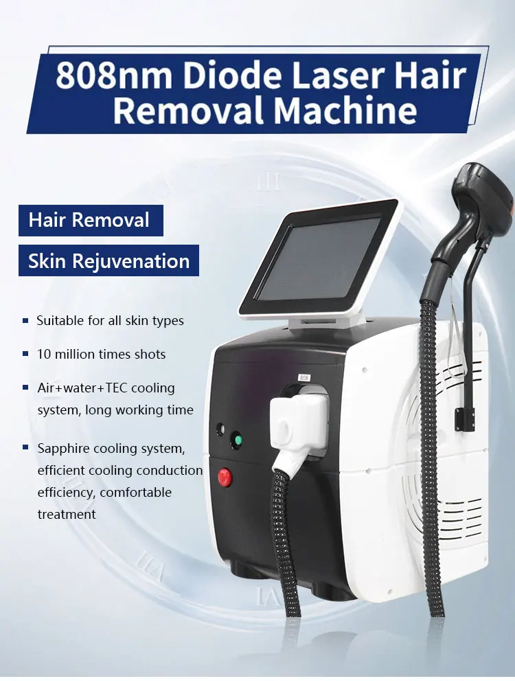 Newest model diode laser machine 755 808 1064 diode triple wave portable laser hair removal painless 808 diode laser