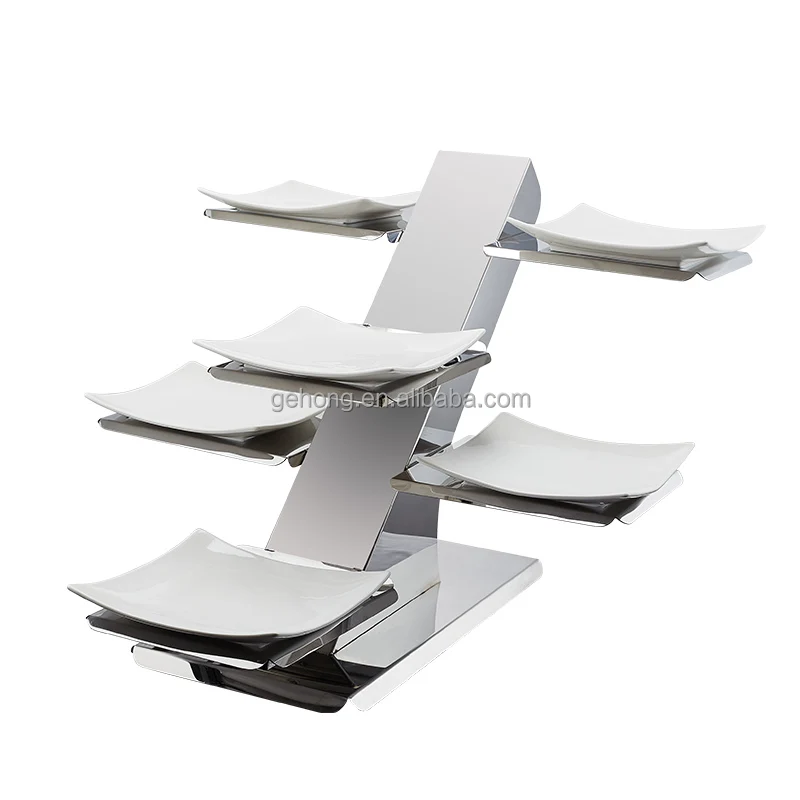 Restaurant Stainless Steel Serving Metal Food Buffet Platter 3 Tier