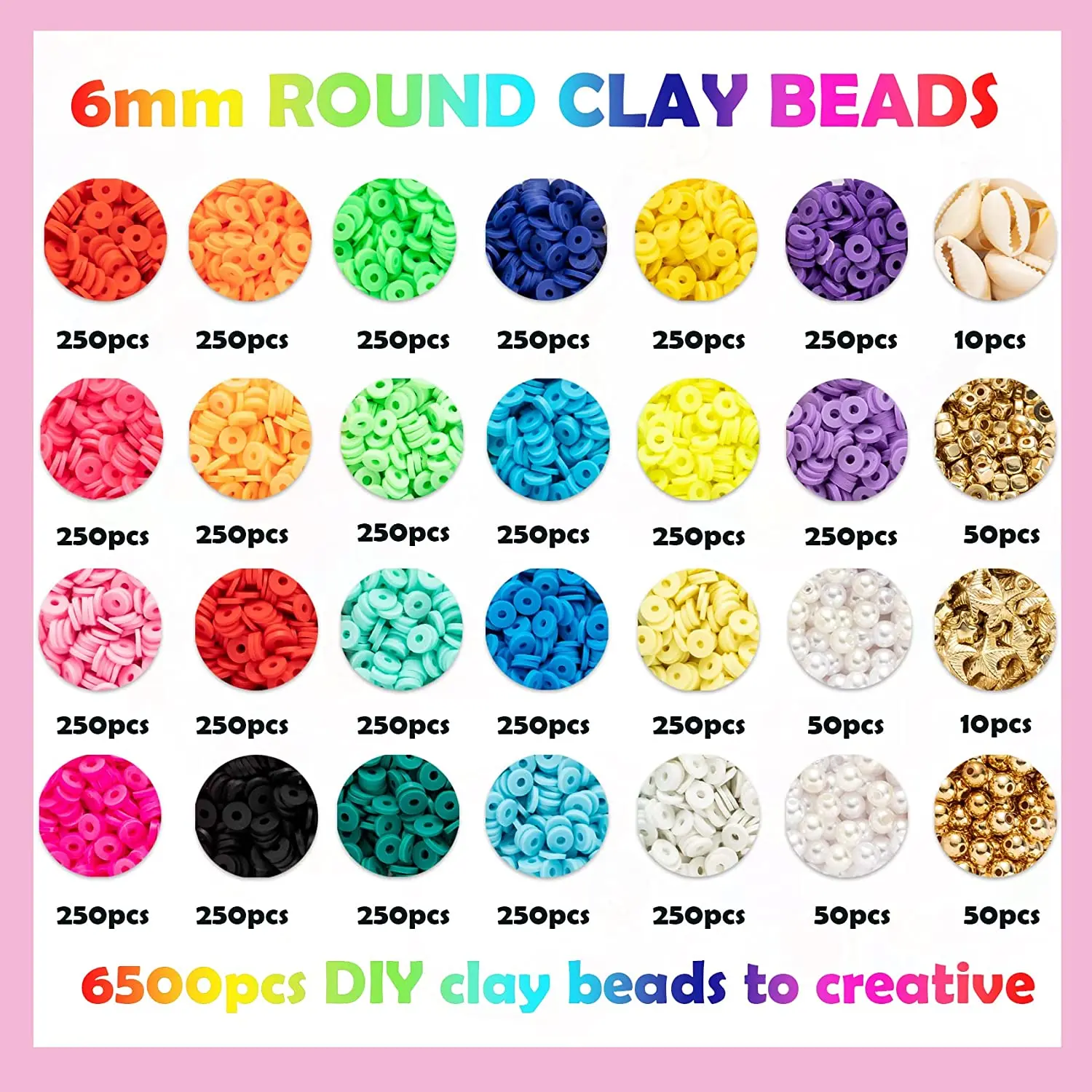 8500pcs Polymer Clay Beads Set 22 Colors Clay Round Disc Spacer Heishi Beads for Jewelry Bracelets Necklace Making