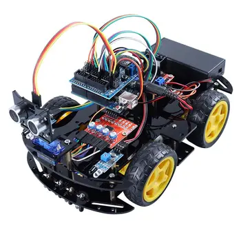 Factory 4WD Chassis Kit  Tracing Obstacle Avoidance Smart Robot Car Toy Electronic Robot Car Kit
