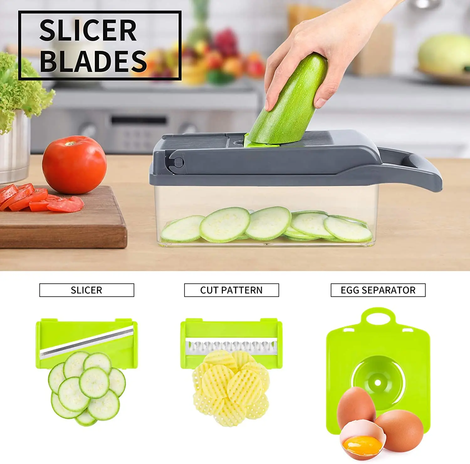 13 in 1 Vegetable Chopper Multifunctional Fruit and Vegetable Cutter Slicer Veggie Chopper with 7 Different Blades and Container