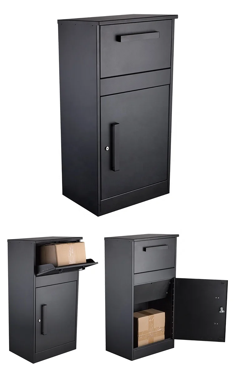 Modern Standing Outdoor Extra Large Metal Storage Mailbox Stylish Parcel Drop Box for Mail and Parcels