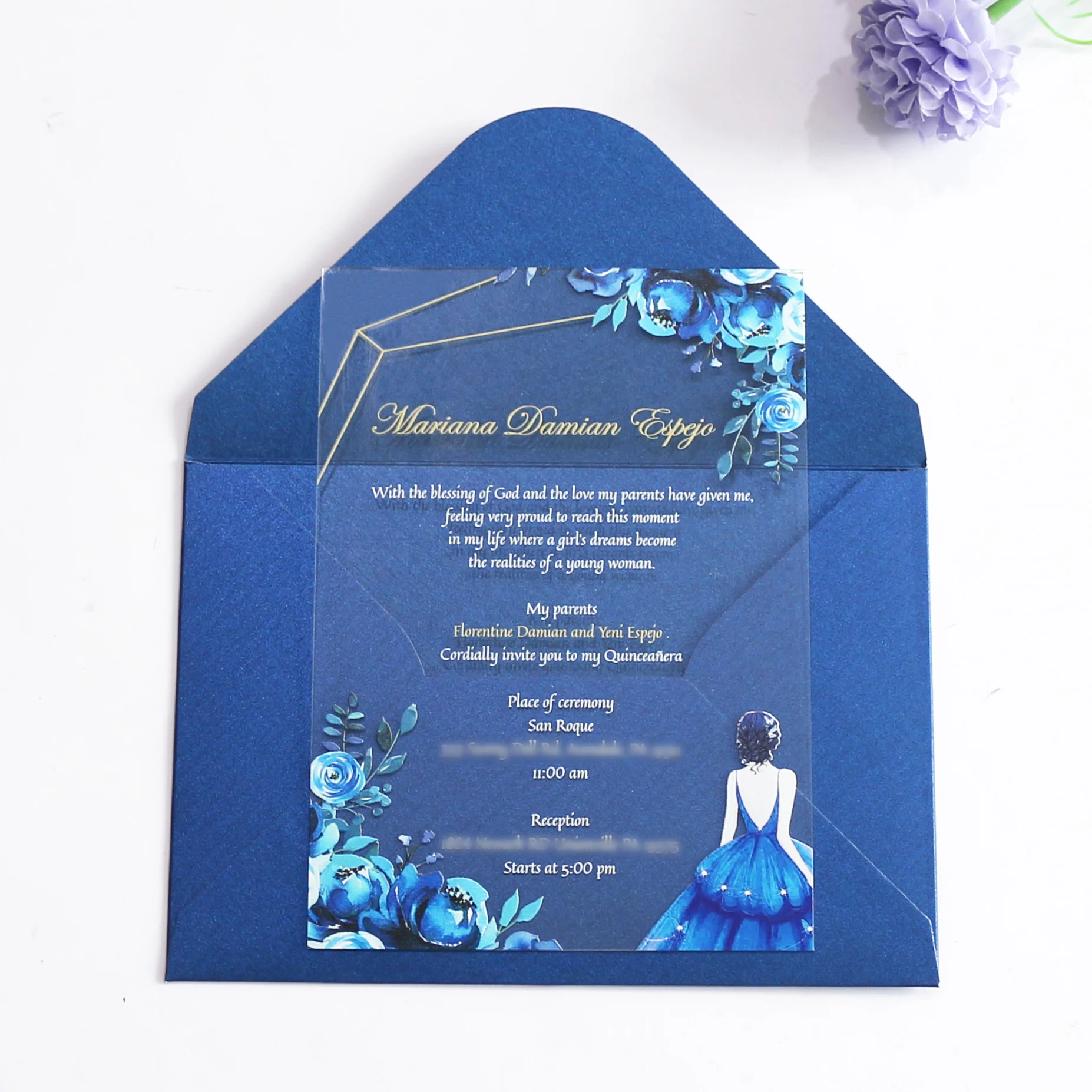Free Design Custom Romantic Clear Acrylic Graduation Greeting Cards Birthday Evening Party Invitations Cards