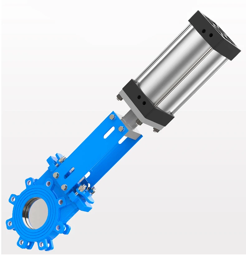 TKFM Cast Steel Insert  Slurry Sludge Knife Gate Valve with Pneumatic Actuator