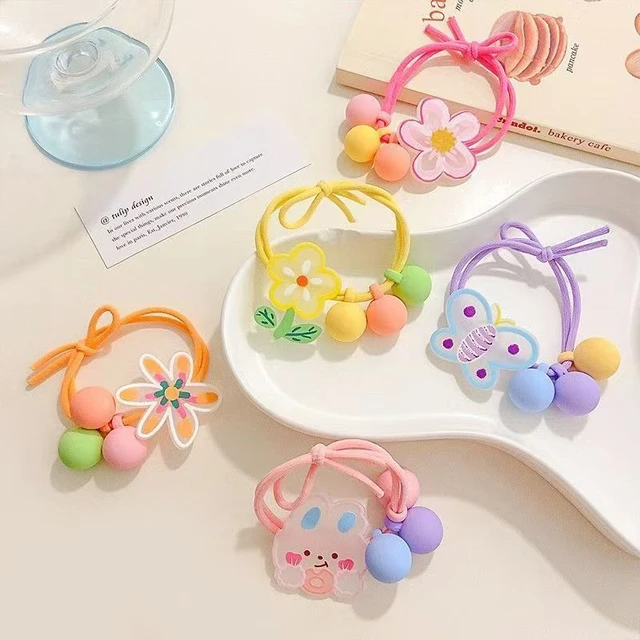 Jiayu Custom Small-sized Girls Hair Ties Sweet Cute Resin Cartoon Ponytail Scrunchies Korean Style Daily Elastic Hair Bands