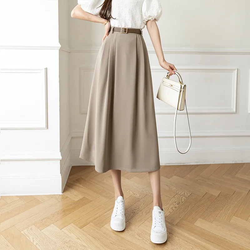 S-XL Spring/Summer High Waist Suit Skirt New Style Professional Dress Half  Skirt Commuter Solid Color A-line Skirt