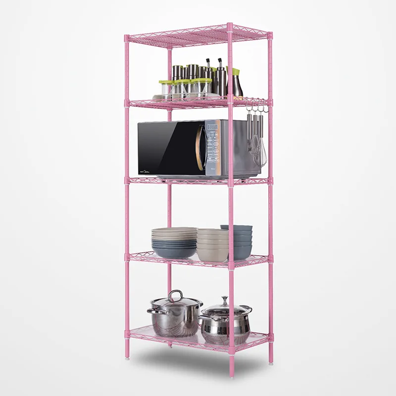 Adjustable 5 Tier Wire Shelving Rack Red Power Coating Garage Storage ...
