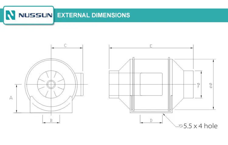 Flow Plastic Duct Fan, 220V, 220V~230V, Corded Electric - detail 2