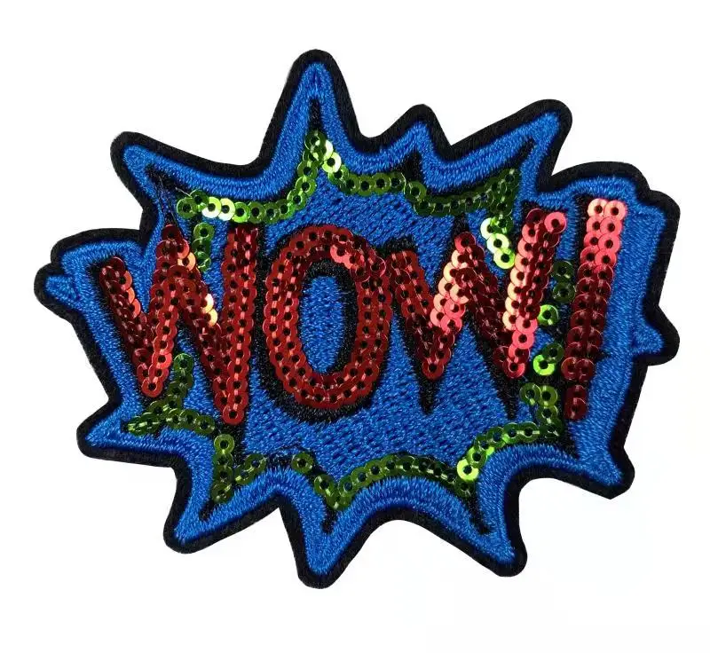 Embroidered Logo Iron Patch Heat Press Custom Round Reversible Angel Gold Embroidery Sequin Patches 1-3 Day Sample Time