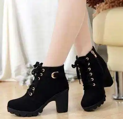 stylish leather high heel women boots