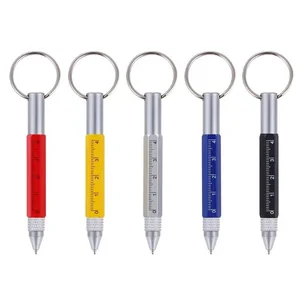 Custom Ballpoint Pen Hot Sale 6-In-1 Multi-colored Keychain1.0mm Screwdriver Level  Touch Screen Tool Pen Custom Ball Pen