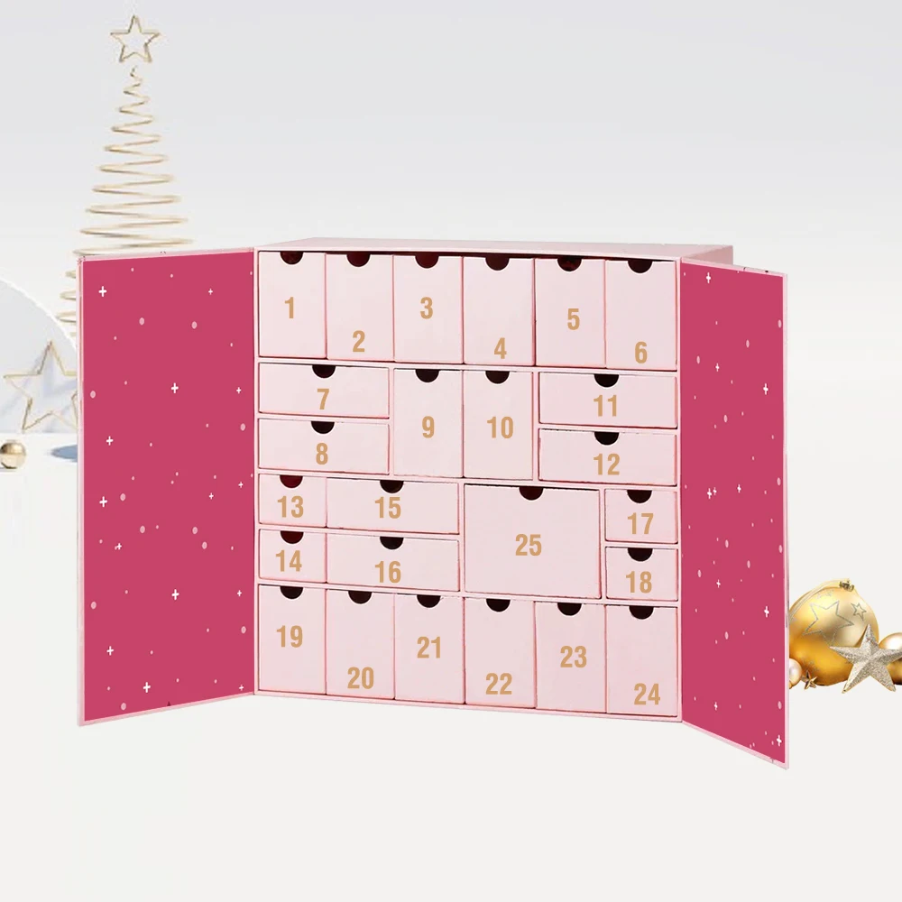 Customized Empty Advent Calendar Beauty Packaging Box Makeup Christmas Advent Calendars 24 Days Advent Calendar Box for Cosmetic