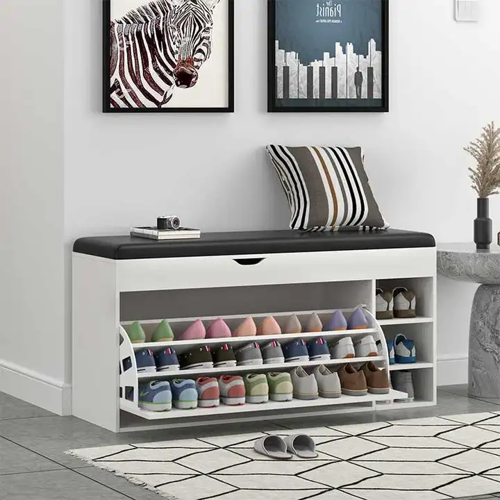 Modern Luxury Home Organizer Furniture White Wooden Storage Shoe Rack ...