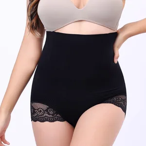 Women's High Waist Shaperwear Breathable Seamless Slim Tummy Control Panties Revealing Buttocks Sexy Lace Butt Lifting Shaper