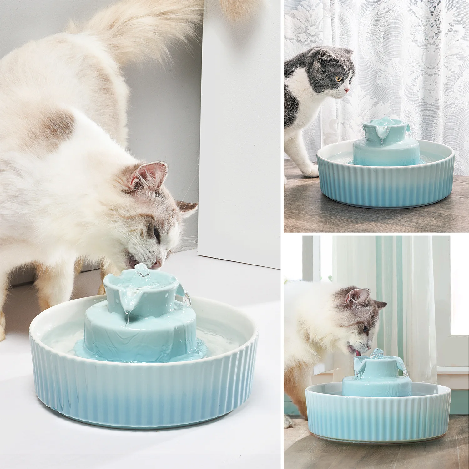 Cat Water Dispenser Dog Automatic Drinking Fountain Pet Fountain  Ceramic Cup Cake Porcelain Pet Bowls Feeders