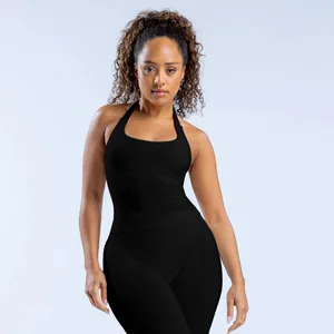 Seamless Female Tank Top Backless Neckless Yoga Exercise Top Quick Dry Breathable Plus Size Set for Adults