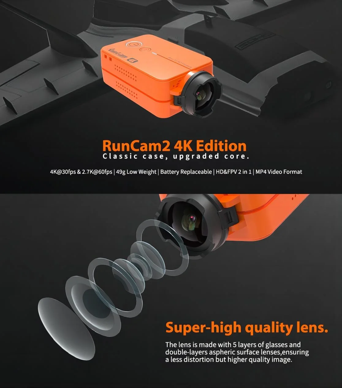 Runcam 2-4k 4k Fpv Airplanes Drone Quadcopter Hd Aerial Action Camera ...