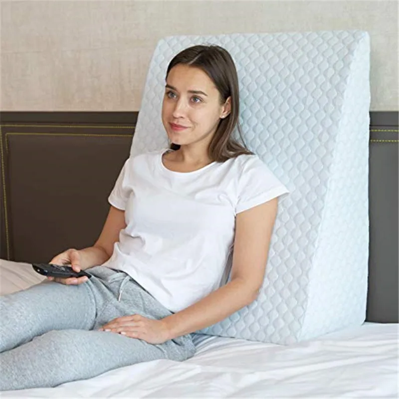 Cuscino A Zeppa In Schiuma Ergonomico A Forma Di R - Per Gambe E Schiena, Supporto Posturale, Letto E Divano, Blu - copertina