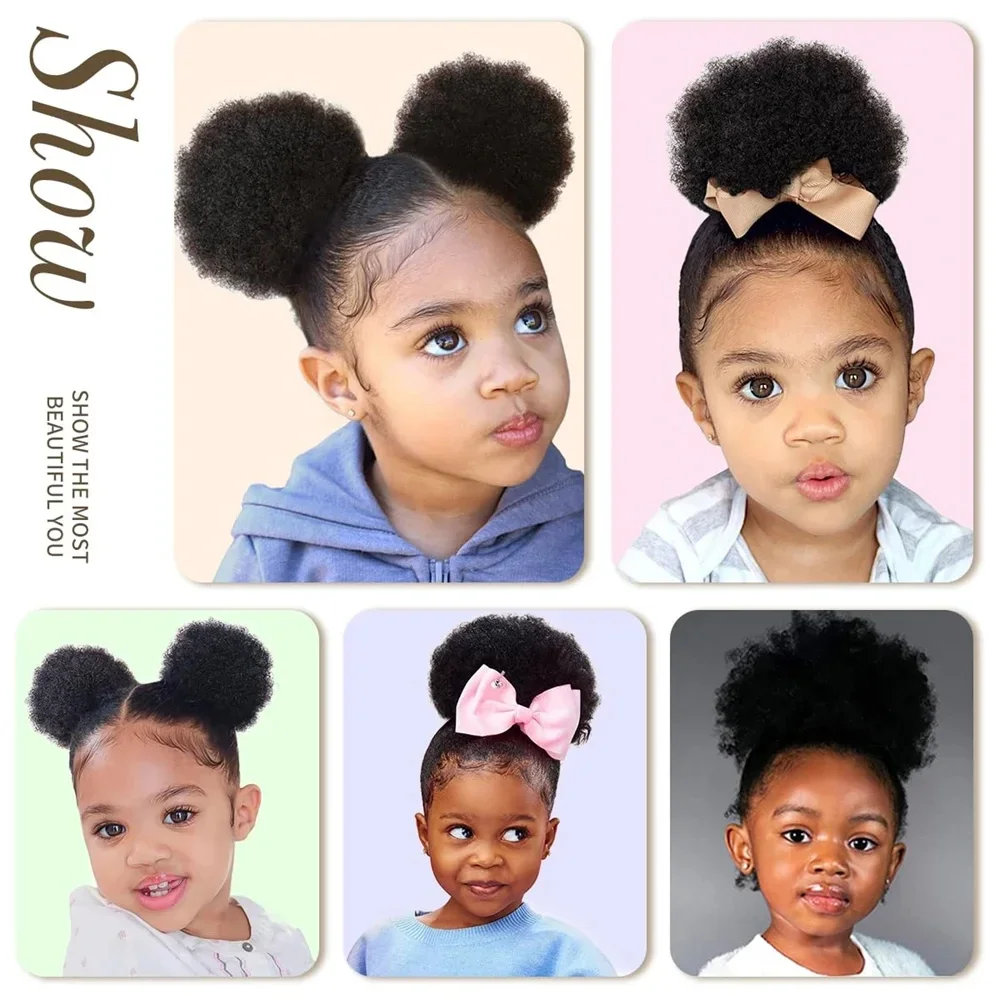 Afro Puff Pferdeschwanz Aus Echthaar Für Kinder Und Mädchen_voghion.com