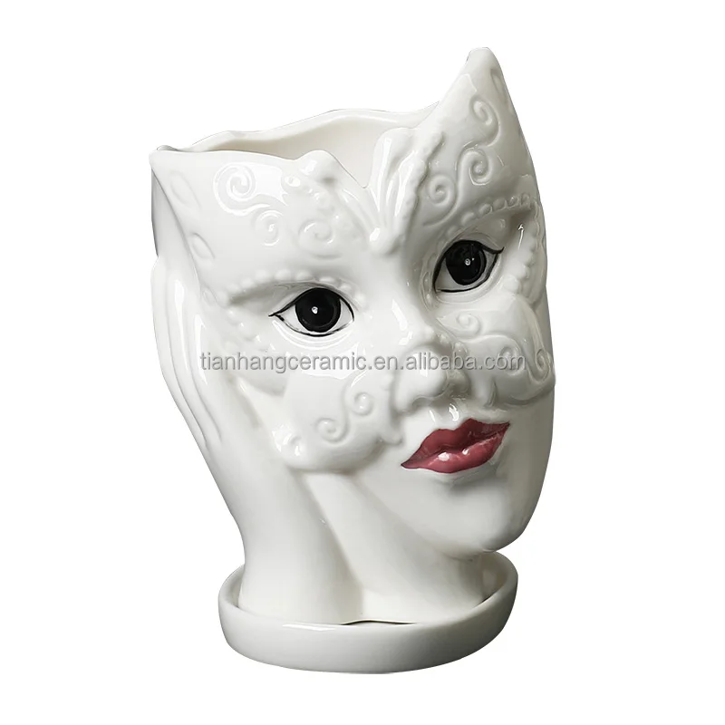 Nordic style porcelain Human face Flower Vase Modern Home Office Decor of Creative living room desktop Ornament  Art Crafts.jpg