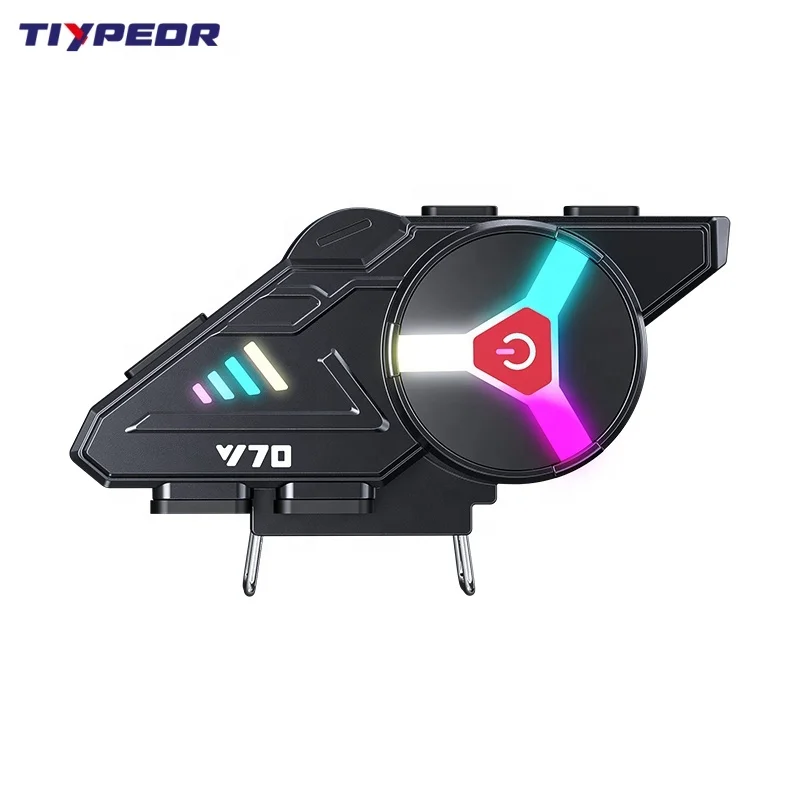 TIYPEOR Long Standby RGB Light Effect Waterproof Wide Call Range Motorcycle Helmet Earphone With Half Face Motorcycle Helmet