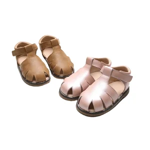 Babyhappy Unisex Soft  Buckle Slippers Anti-Slippery Flat Beach Shoes for Boys Girls Hot Summer Style Baby Leather