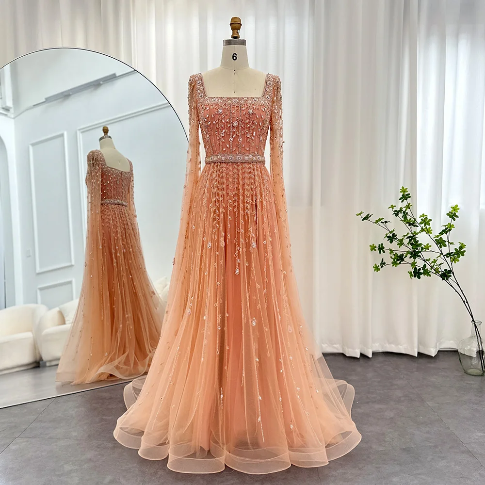 buy evening dresses in dubai Selinadress A line Dubai Luxury Long Sleeve Rhinestone Prom Dress Form –  SELINADRESS