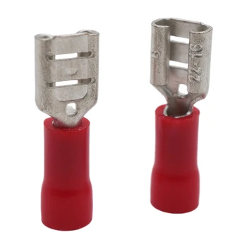 Cold Pressure Brass Electric Spade Crimping Wire Connector Terminals Copper Vinyl-Insulated Female Disconnects for Automotive