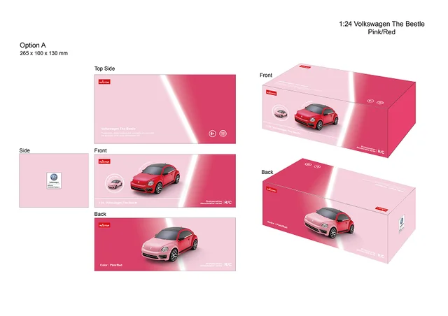 Carro de controle remoto com coleção sensível UV, escala 1:24, rosa e  vermelho brinquedo elétrico