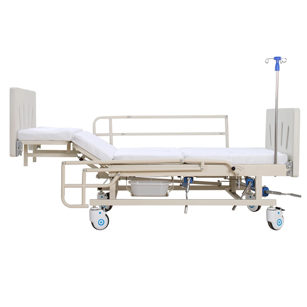 Hot Sale Manual Multi Function Home Care Bed Hospital Care Bed  Medical Nursing Bed with Toilet