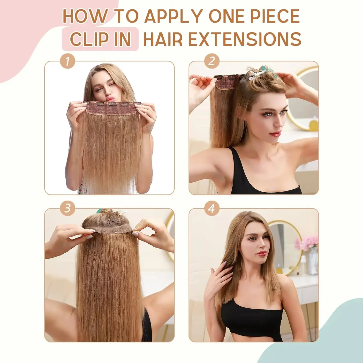 Extensii de păr cu clipsuri drepte, păr uman natural, bătătură completă 3/4, păr mai gros, cu 5 clipsuri, calitate înaltă, pentru femei_voghion.com