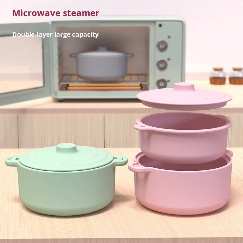 Korean-Style Food-Grade Silicone Pot Microwave Safe Silicone Steaming Bowl Household Lunch Box for Sugar Storage Heatable Food supplier