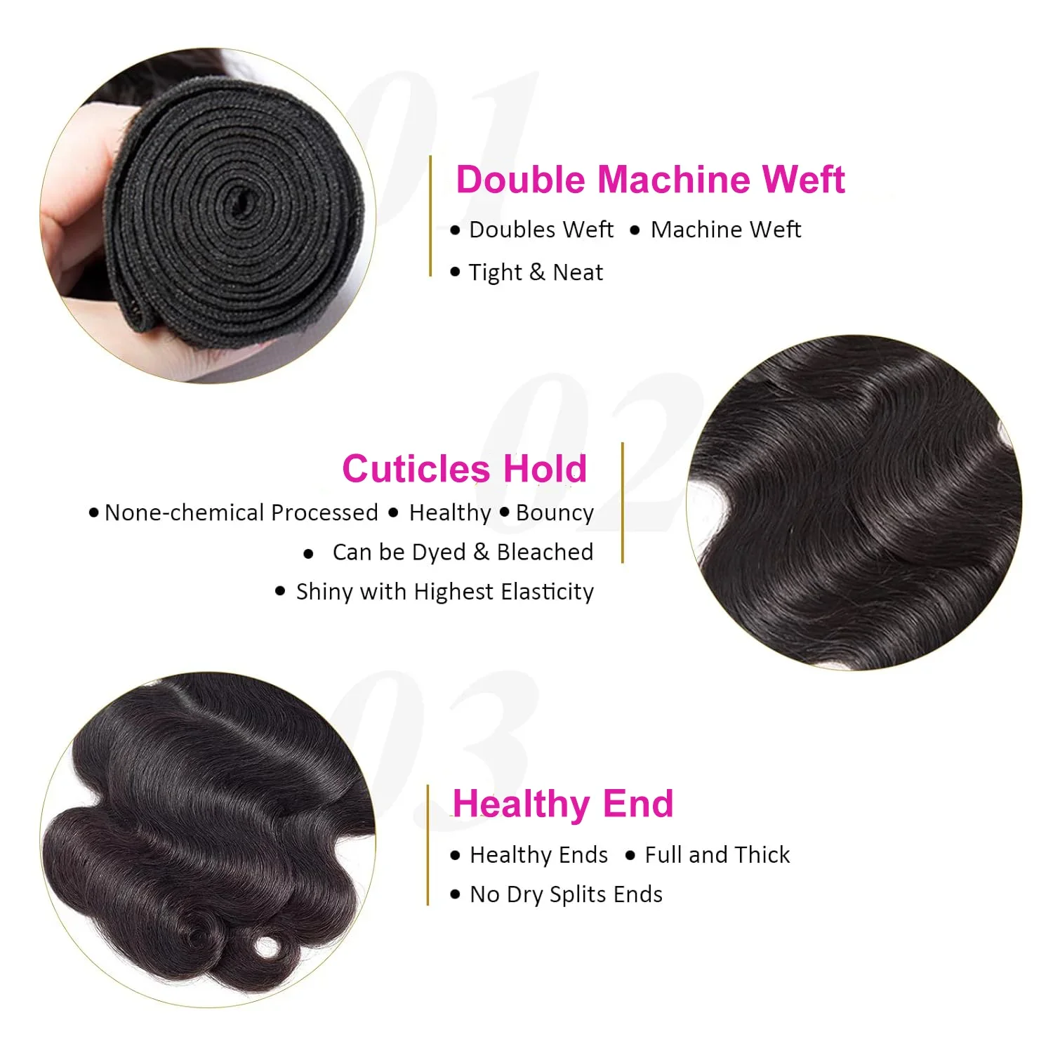 Extensões de cabelo humano body wave tecimento ondulado_voghion.com