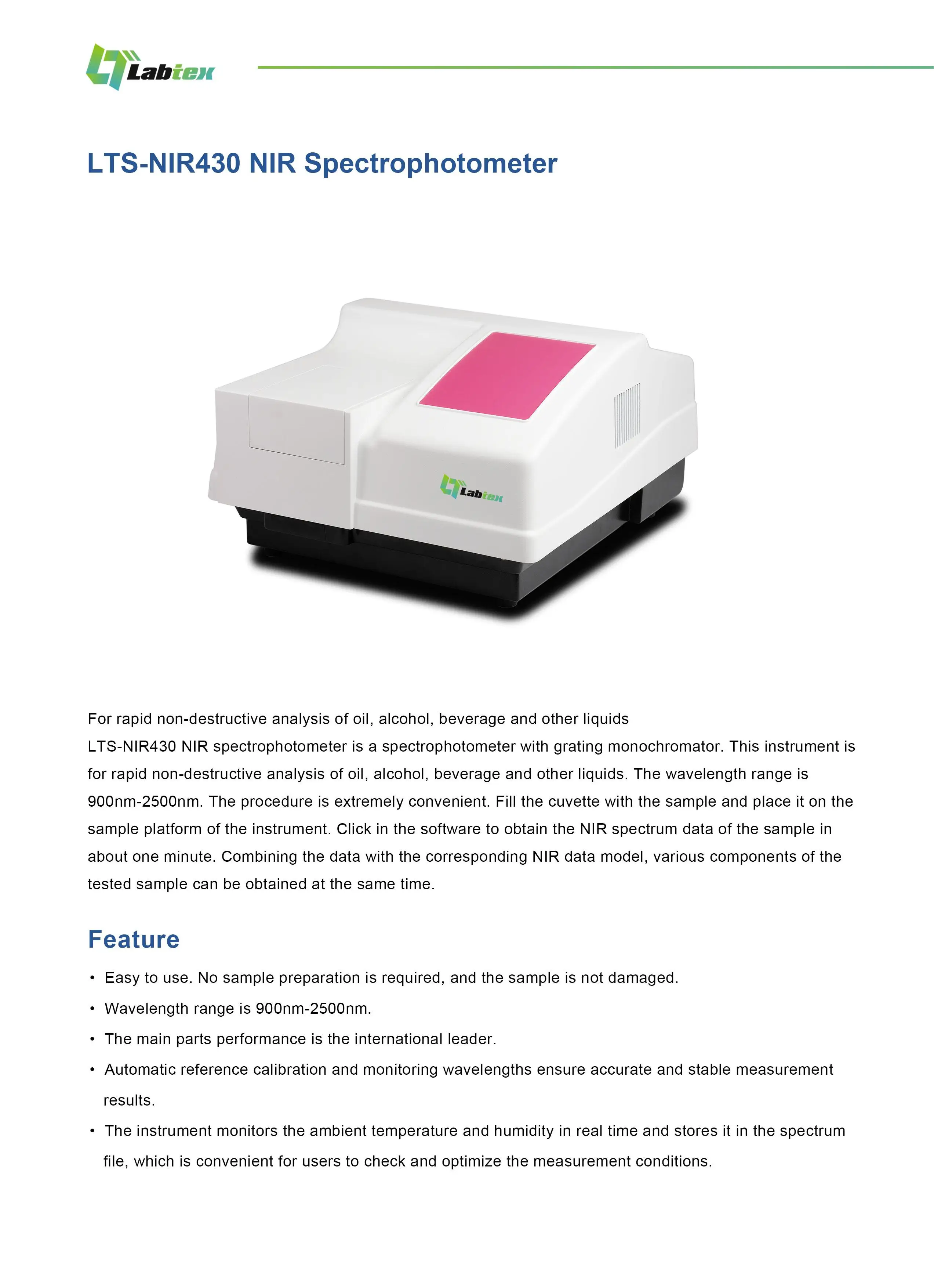 Labtex Ltsnir430 Free Cuvette Nir Infrared Ir Spectrophotometer