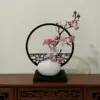 Horizontal screen, small white teapot, pink plum blossom