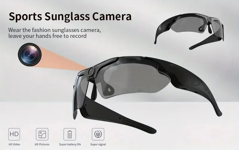 Gafas con cámara de video HD 1080P manos libres, grabadora multifuncional de 5 MP, gafas para fotos
