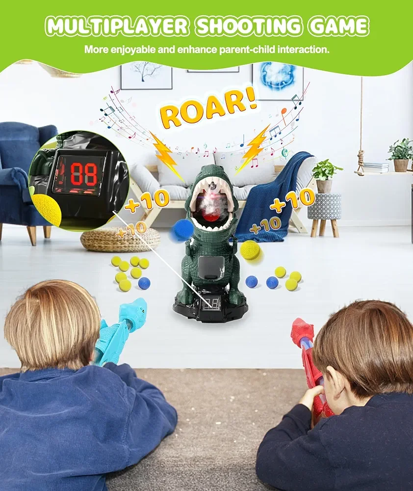Новые игры для стрельбы динозавров с 2 пистолетами и 24 пенными пулями пластиковые игрушки детей распылителем тумана звук количество подсчета
