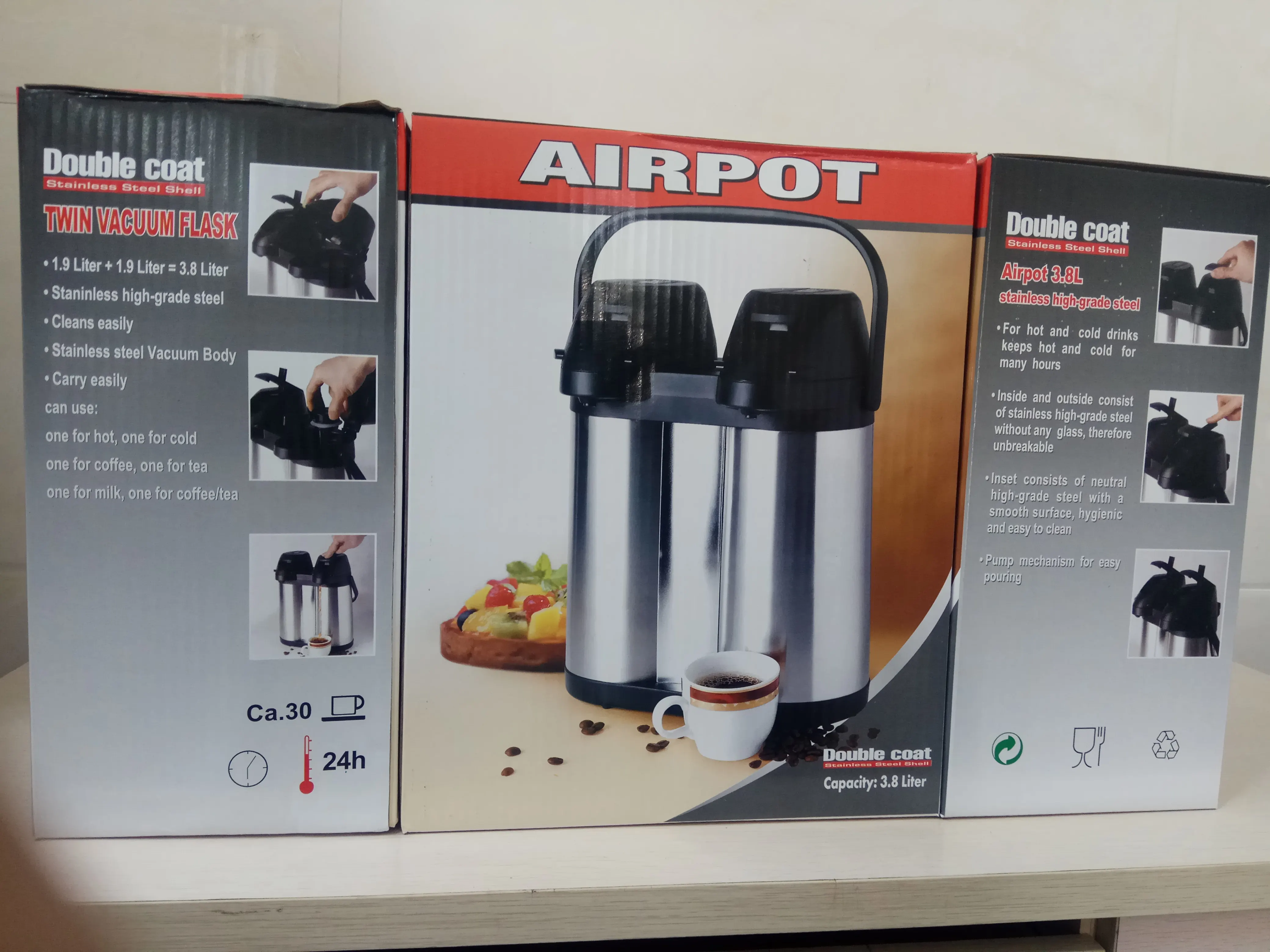 Sunlife Twins Air Pot 1.9l Plus 1.9l Double Wall Stainless Steel