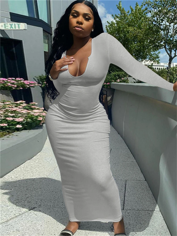 Long Sleeve Elegant Casual Maxi Dresses 