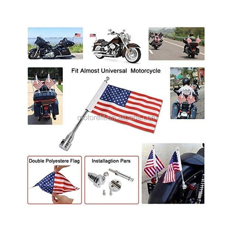RTS Motorcycle American Silver Flag Mount